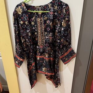 Floral Embroidered Black Top